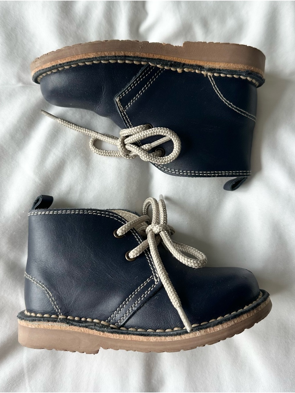 LA COQUETA Navy Leather Kids Desert Boots Size UK 7 / US 8 / EU 24